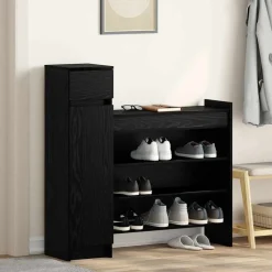 vidaXL Cabinet à chaussures avec tiroir Chêne noir 100,5 x 28 x 100 cm