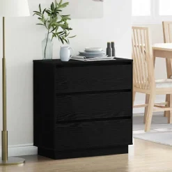 vidaXL Cabinet de chevet avec tiroir Chêne noir 71 x 34,5 x 75 cm