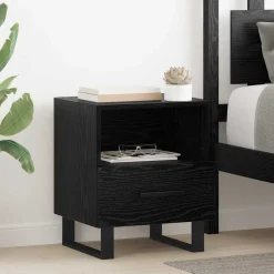 vidaXL Cabinet de chevet avec tiroir Chêne noir 40 x 35 x 47,5 cm