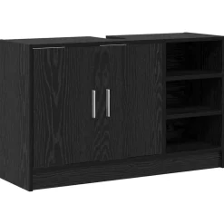 vidaXL Cabinet de salle de bain avec porte Chêne noir 90 x 29 x 55 cm