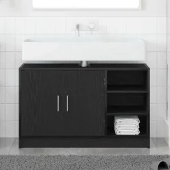 vidaXL Cabinet de salle de bain avec porte Chêne noir 90 x 29 x 55 cm