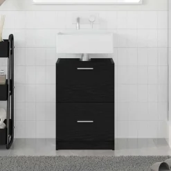 vidaXL Cabinet de salle de bain avec tiroir Chêne noir 40 x 37 x 59 cm
