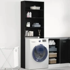 vidaXL Cabinet pour lave-linge Chêne noir 64 x 24 x 190 cm