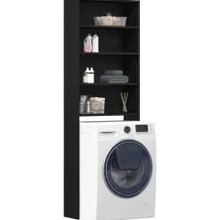 vidaXL Cabinet pour lave-linge Chêne noir 64 x 24 x 190 cm