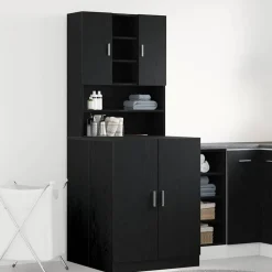 vidaXL Cabinet pour lave-linge 2 pcs Chêne noir 70,5 x 71,5 x 181,5 cm