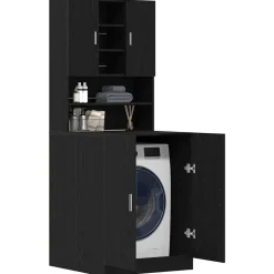 vidaXL Cabinet pour lave-linge 2 pcs Chêne noir 70,5 x 71,5 x 181,5 cm