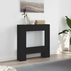 VidaXL Cadre de cheminée chêne noir 81x18x82 cm bois d'ingénierie