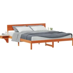 vidaXL Cadre de lit avec tête de lit Brun cire 180 x 200 cm Pin massif