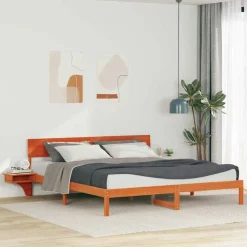 vidaXL Cadre de lit avec tête de lit Brun cire 180 x 200 cm Pin massif