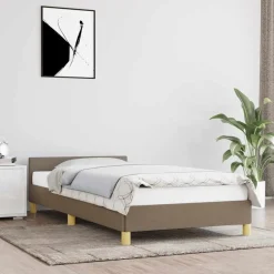 vidaXL Cadre de lit avec tête de lit sans matelas taupe 80x200cm tissu