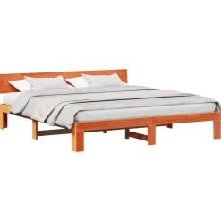 vidaXL Cadre de lit avec tête de lit Brun cire 200 x 200 cm Pin massif