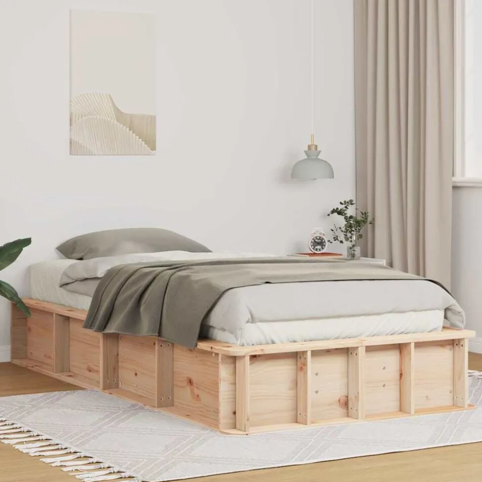 vidaXL Cadre de lit Cire marron 75 x 190 cm Bois de pin massif