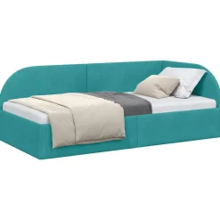 vidaXL Cadre de lit d'angle Turquoise 80 cm x 200 cm Velours