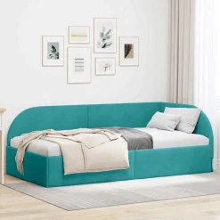 vidaXL Cadre de lit d'angle Turquoise 80 cm x 200 cm Velours
