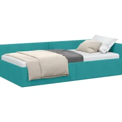 vidaXL Cadre de lit d'angle Turquoise 80 cm x 200 cm Velours