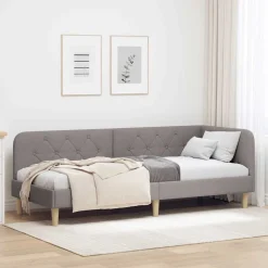 vidaXL Cadre de lit d'angle Taupe 80 x 200 cm tissu