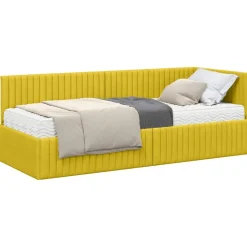 vidaXL Cadre de lit d'angle avec matelas 2 pcs Jaune Velours