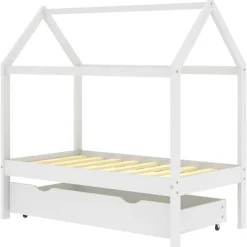 vidaXL Cadre de lit d'enfant avec un tiroir Blanc Pin massif 70x140 cm
