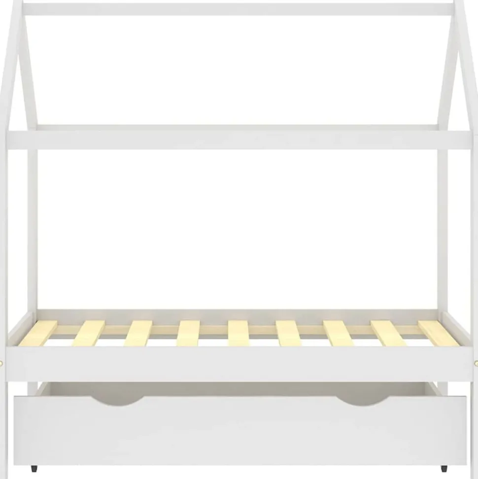 vidaXL Cadre de lit d'enfant avec un tiroir Blanc Pin massif 70x140 cm