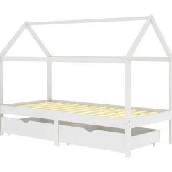 vidaXL Cadre de lit d'enfant avec tiroirs Blanc Pin massif 90x200 cm