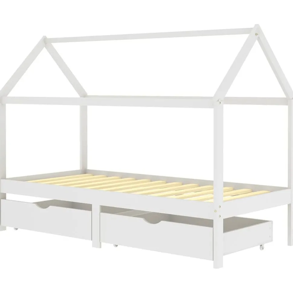 vidaXL Cadre de lit d'enfant avec tiroirs Blanc Pin massif 90x200 cm