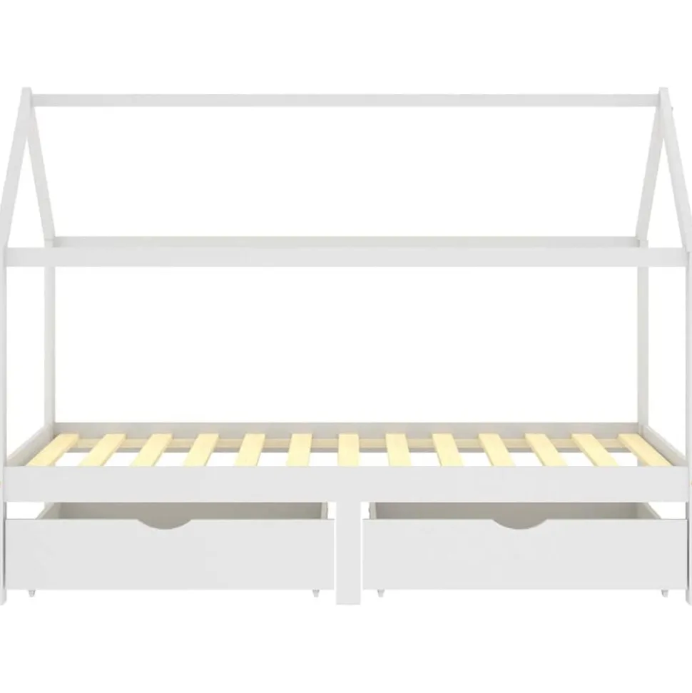 vidaXL Cadre de lit d'enfant avec tiroirs Blanc Pin massif 90x200 cm