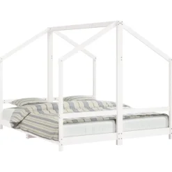 vidaXL Cadre de lit d'enfant blanc 2x(80x200) cm bois de pin massif