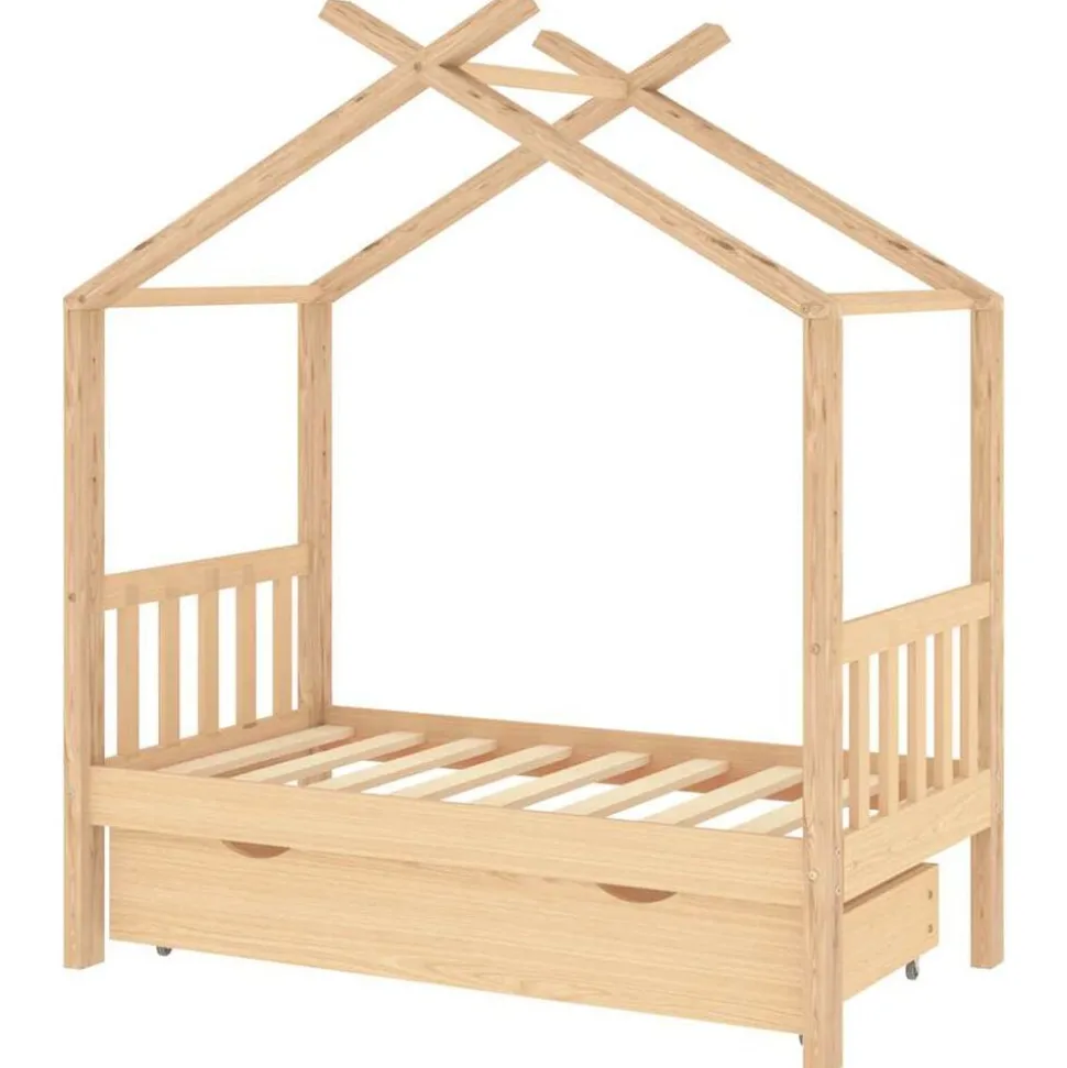 vidaXL Cadre de lit d'enfant avec tiroir bois de pin massif 70x140 cm
