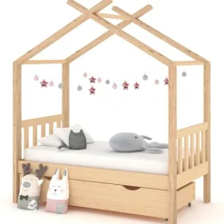 vidaXL Cadre de lit d'enfant avec tiroir bois de pin massif 70x140 cm