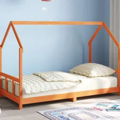vidaXL Cadre de lit d'enfants cire marron 90x190 cm bois de pin massif