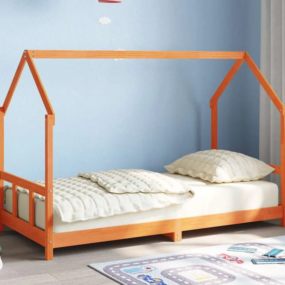vidaXL Cadre de lit d'enfants cire marron 90x190 cm bois de pin massif