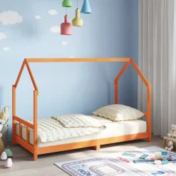 vidaXL Cadre de lit d'enfants cire marron 90x190 cm bois de pin massif