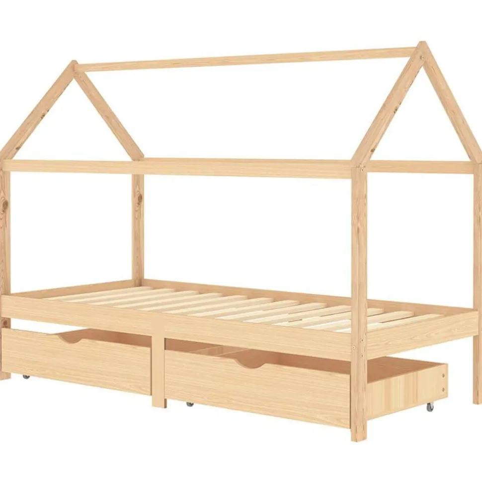 vidaXL Cadre de lit d'enfant avec tiroirs Bois de pin massif 90x200 cm