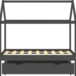 vidaXL Cadre de lit d'enfant avec un tiroir Gris foncé Pin 70x140 cm