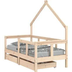 vidaXL Cadre de lit enfant avec tiroirs 70x140 cm bois de pin massif