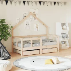 vidaXL Cadre de lit enfant avec tiroirs 70x140 cm bois de pin massif