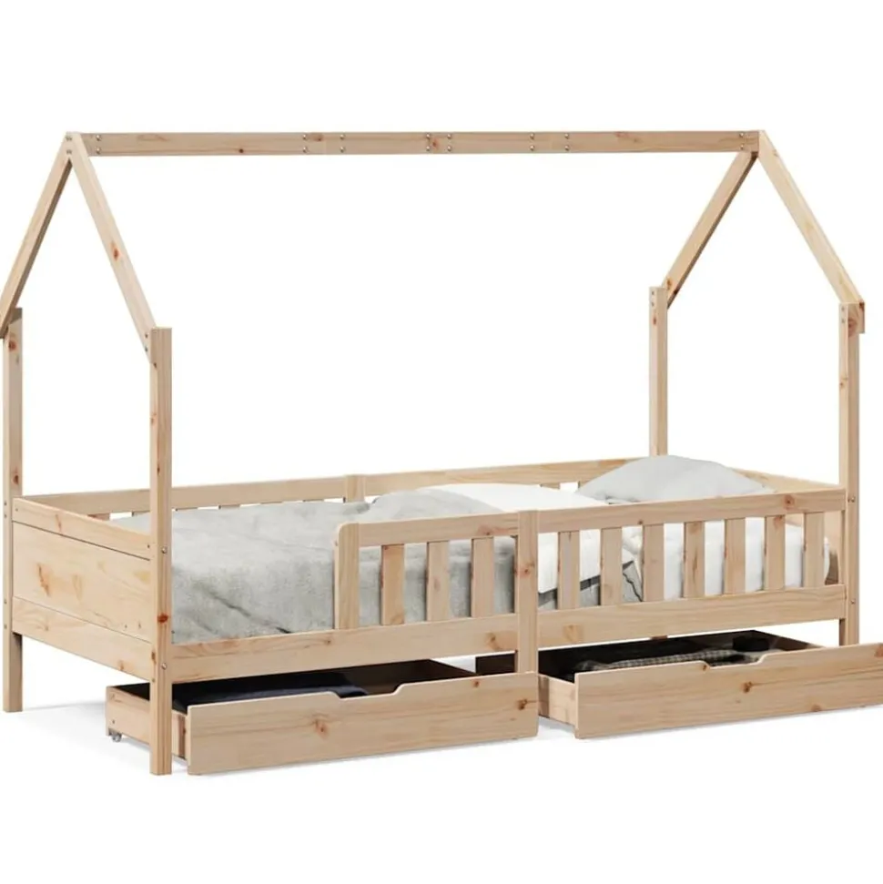 vidaXL Cadre de lit enfants avec tiroirs sans matelas 90x200 cm bois