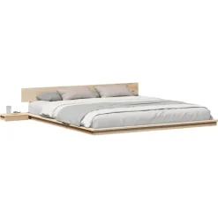 vidaXL Cadre de lit Marron 200 x 200 cm bois