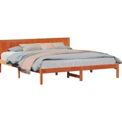 vidaXL Cadre de lit Marron 200 x 200 cm Bois de pin massif