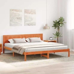vidaXL Cadre de lit Marron 200 x 200 cm Bois de pin massif