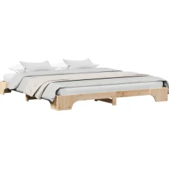 vidaXL Cadre de lit Naturel 200 x 200 cm Pin massif