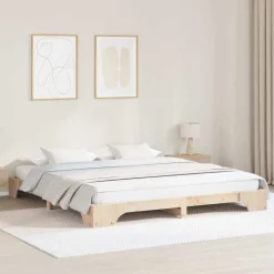 vidaXL Cadre de lit Naturel 200 x 200 cm Pin massif