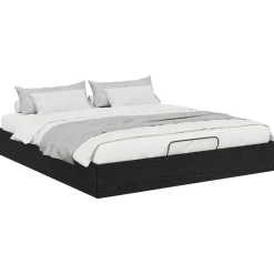 vidaXL Cadre de lit ottoman avec stockage Chêne Noir 203 x 180 x 25 cm