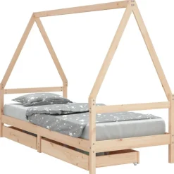 vidaXL Cadre de lit pour enfants gris 80x200 cm bois de pin massif