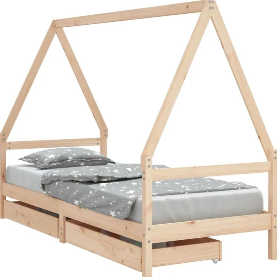 vidaXL Cadre de lit pour enfants gris 80x200 cm bois de pin massif