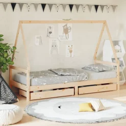 vidaXL Cadre de lit pour enfants gris 80x200 cm bois de pin massif
