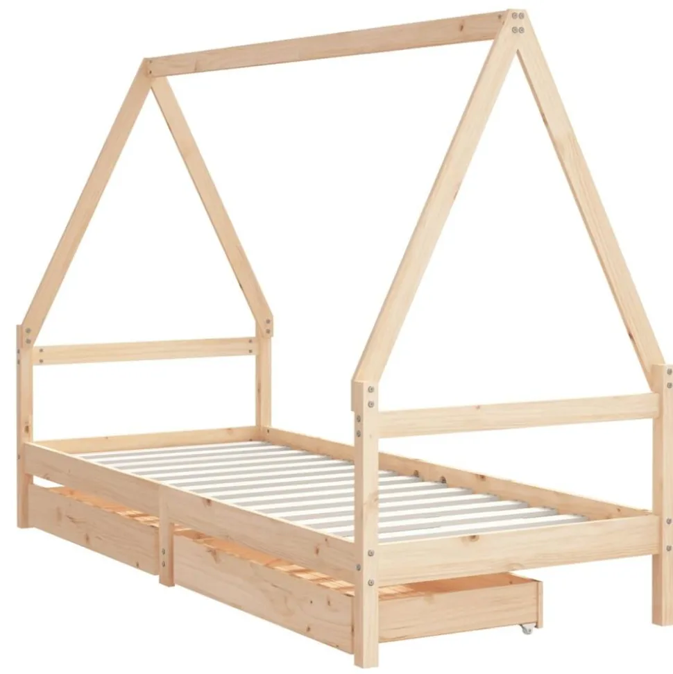 vidaXL Cadre de lit pour enfants gris 80x200 cm bois de pin massif