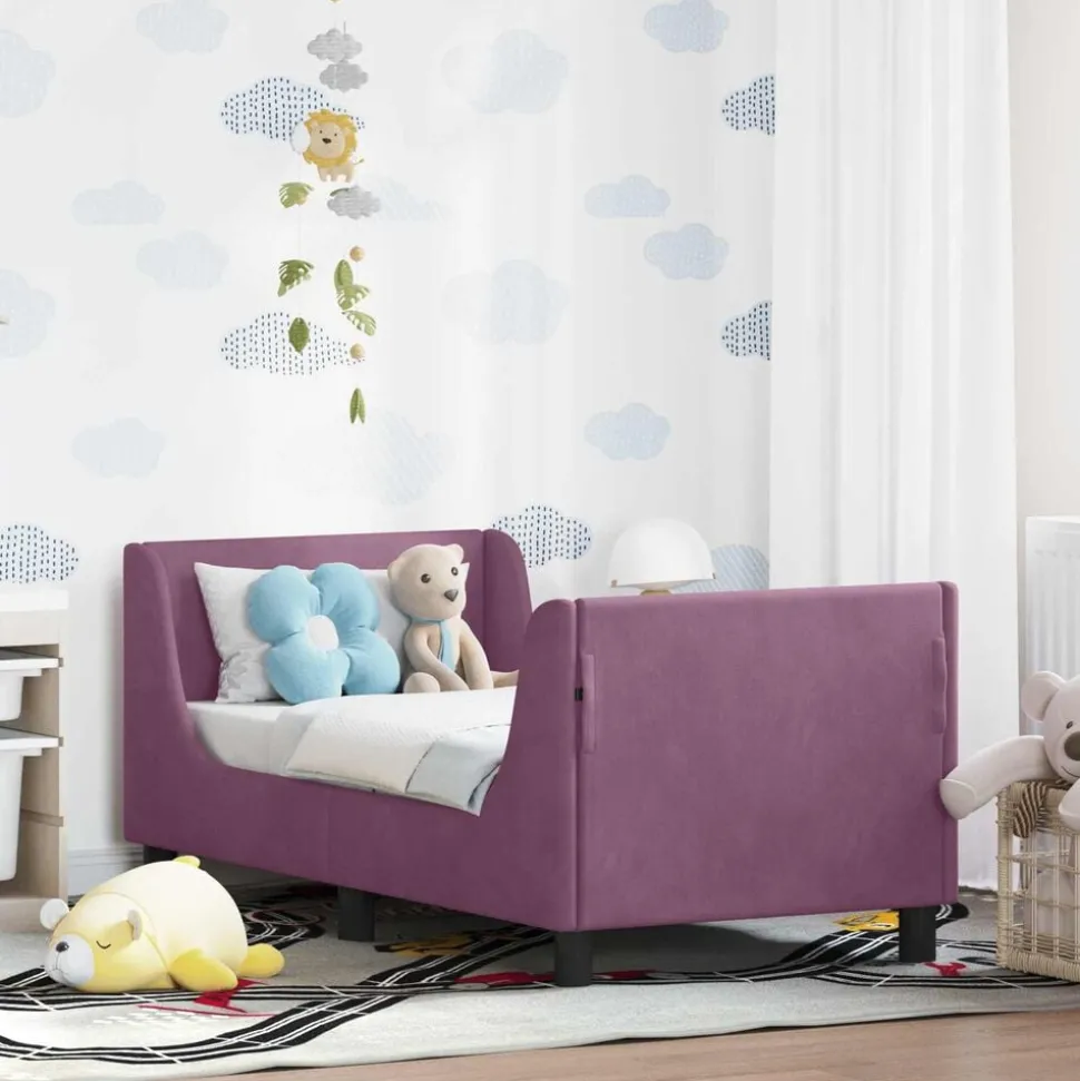 vidaXL Cadre de lit pour tout-petit avec tête de lit Violet