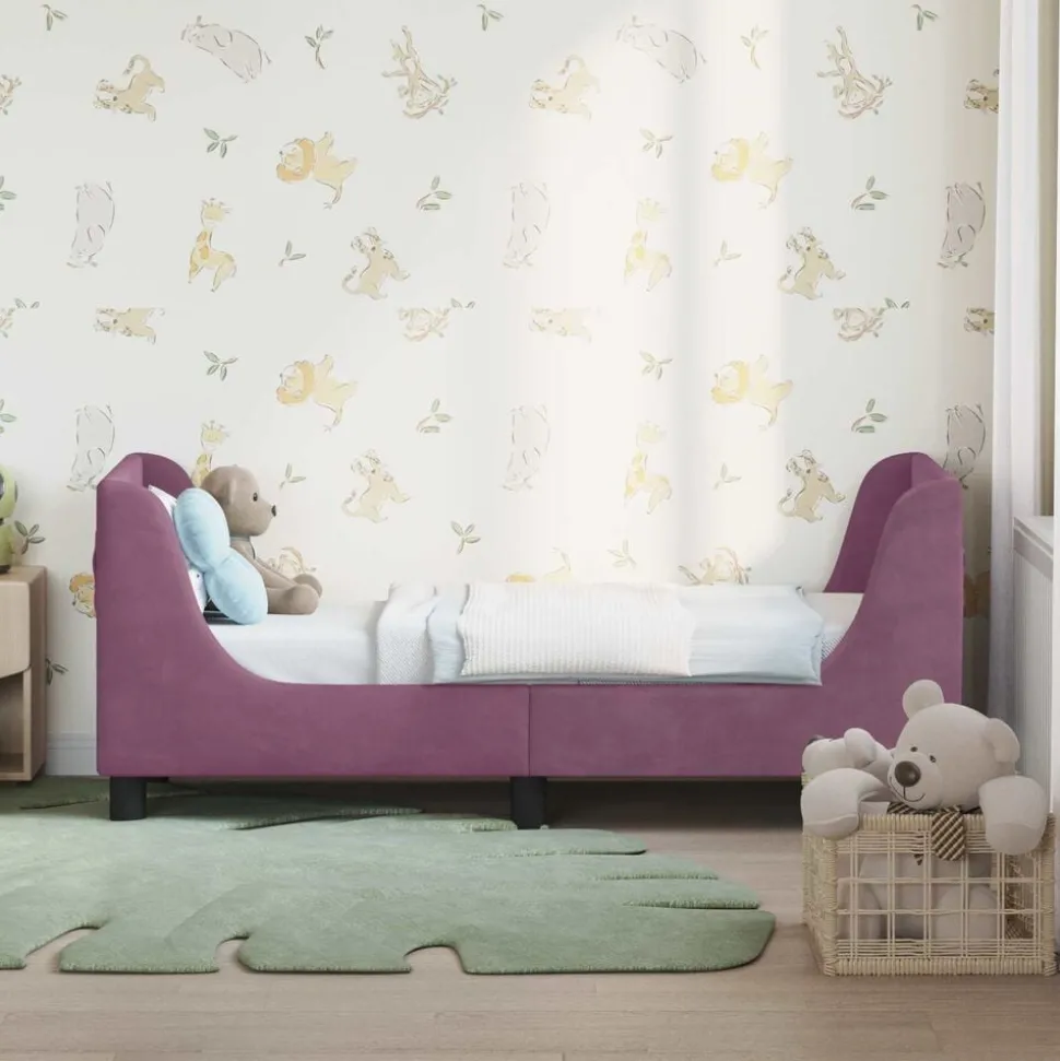 vidaXL Cadre de lit pour tout-petit avec tête de lit Violet