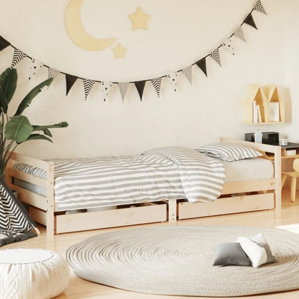 vidaXL Cadre de lit pour enfants gris 80x200 cm bois de pin massif